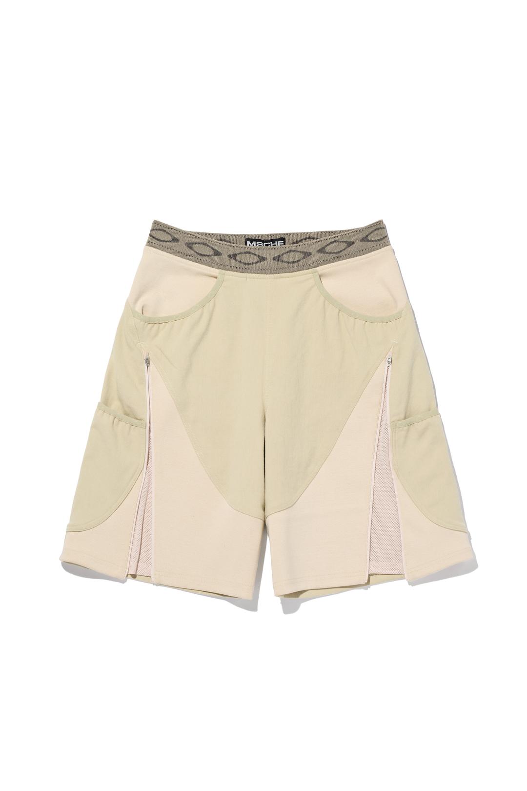 ADJUSTABLE ZIP BERMUDA PANTS_KHAKI BEIGE/BEIGE