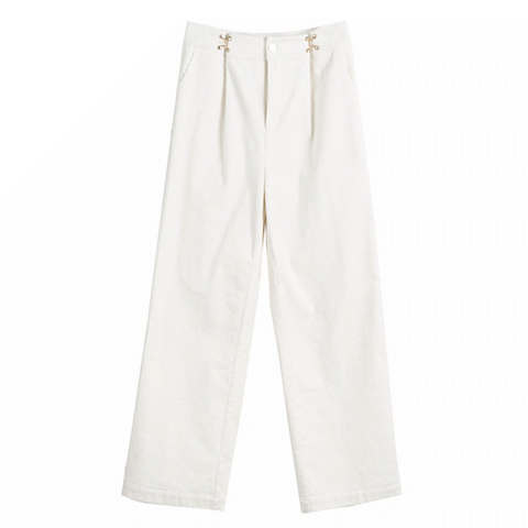 [SALE🎁]메탈 포인트 화이트 코듀로이 롱팬츠