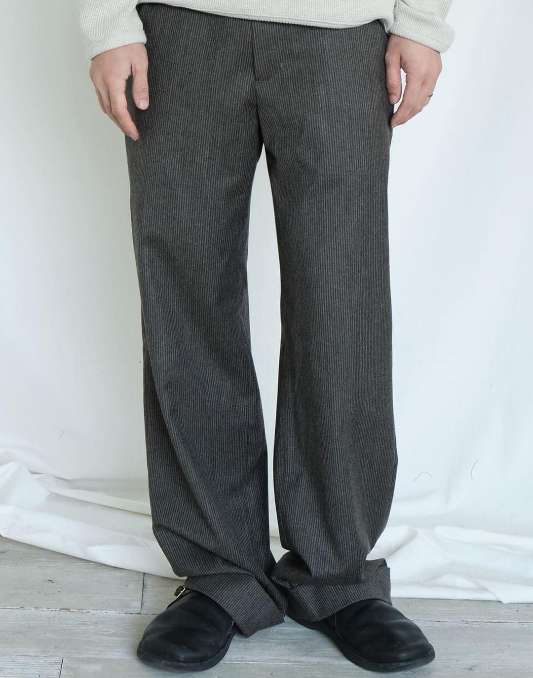 Stripe Wool Pants (Charcoal)