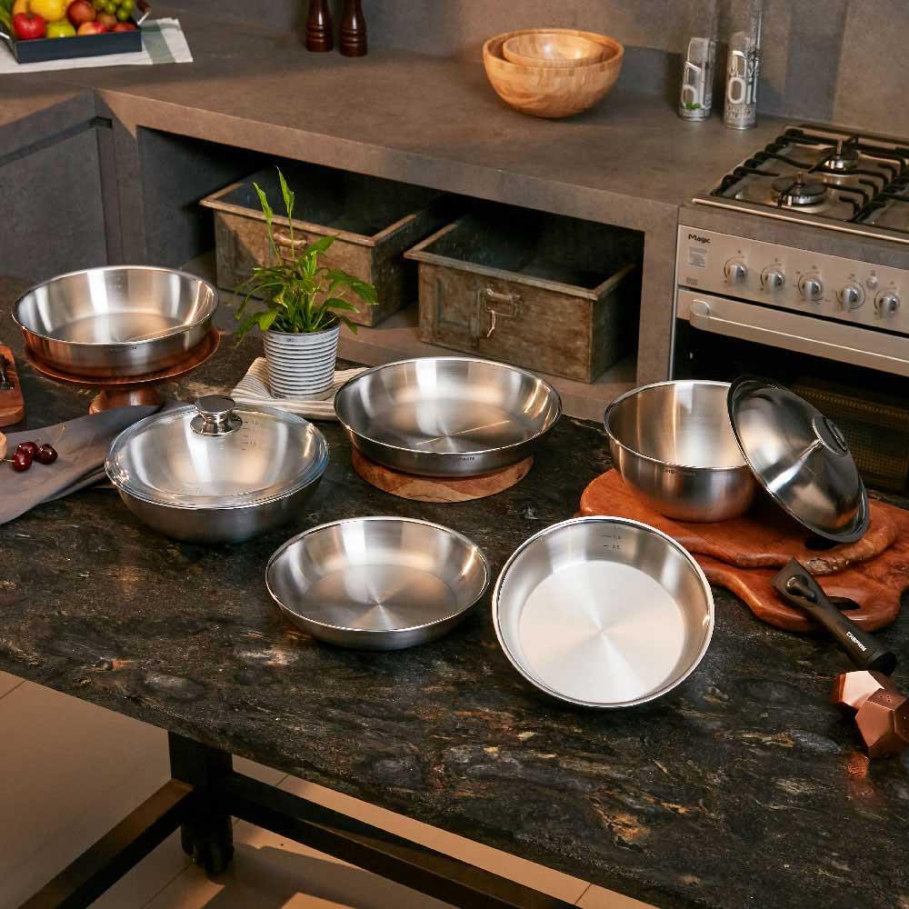 쉐프윈 316 통5중 드림매직핸즈 에디션 스텐후라이팬 손잡이탈부착 분리 후라이팬세트