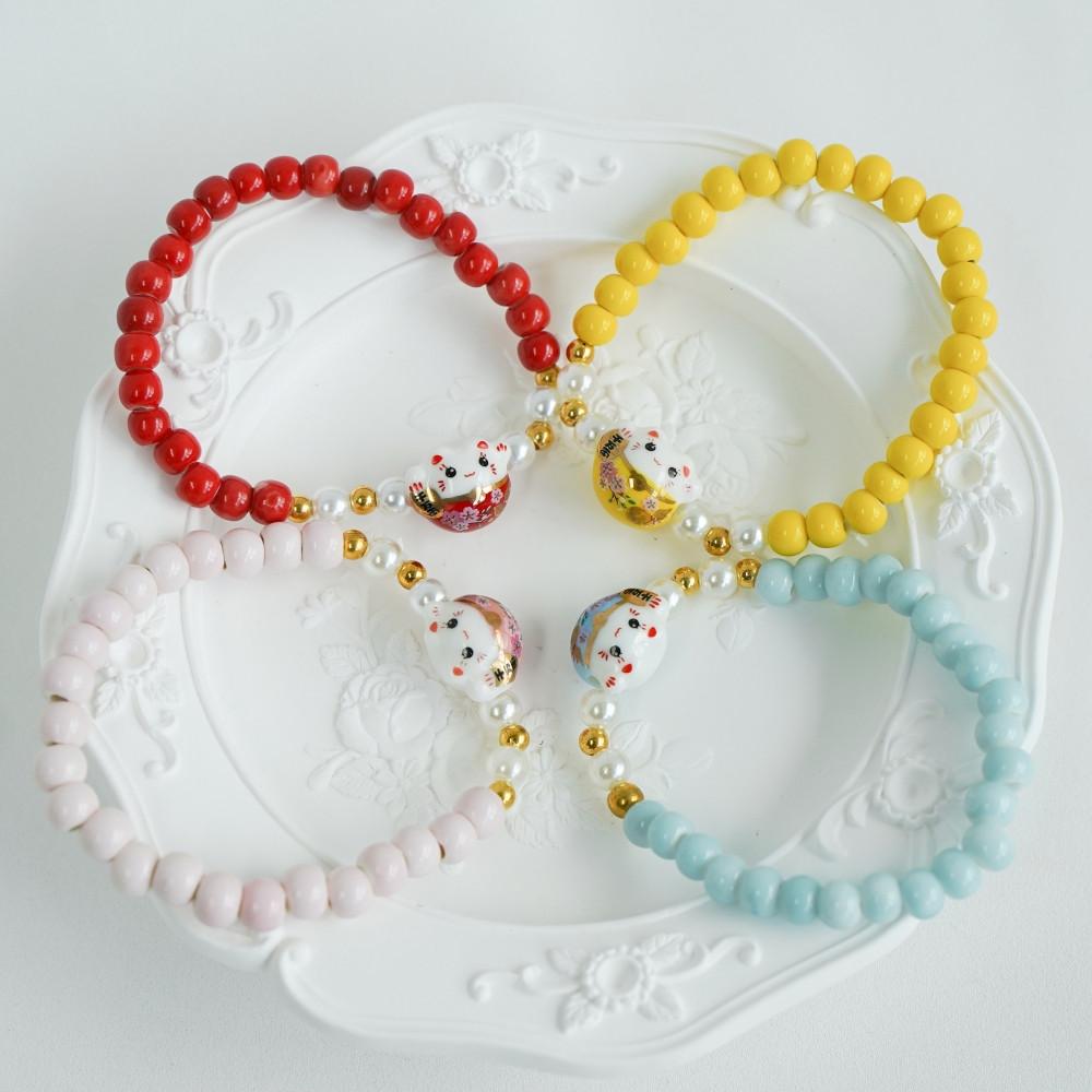 행운 복 고양이 일본 마네키네코 귀여운 패션 팔찌 선물 우정 커플