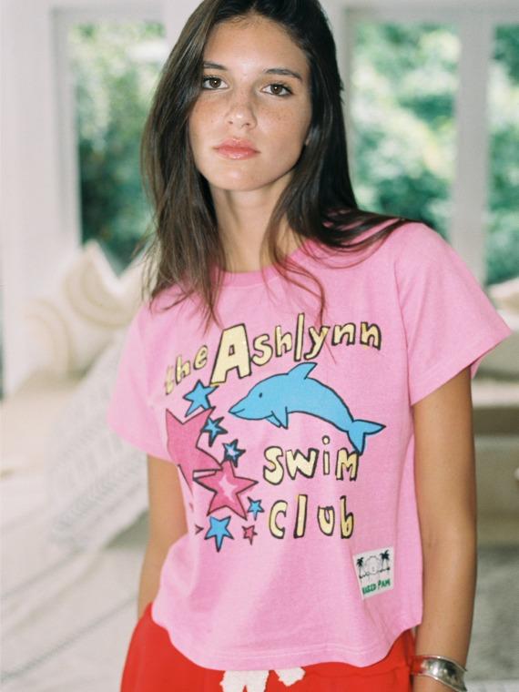 [2차오픈][CLASSIC FIT] SWIM CLUB GLITTER T SHIRT_PINK (4 SIZES)