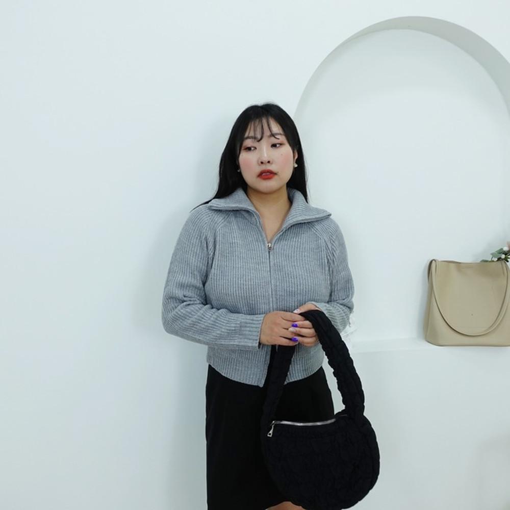 송이 투지퍼 니트