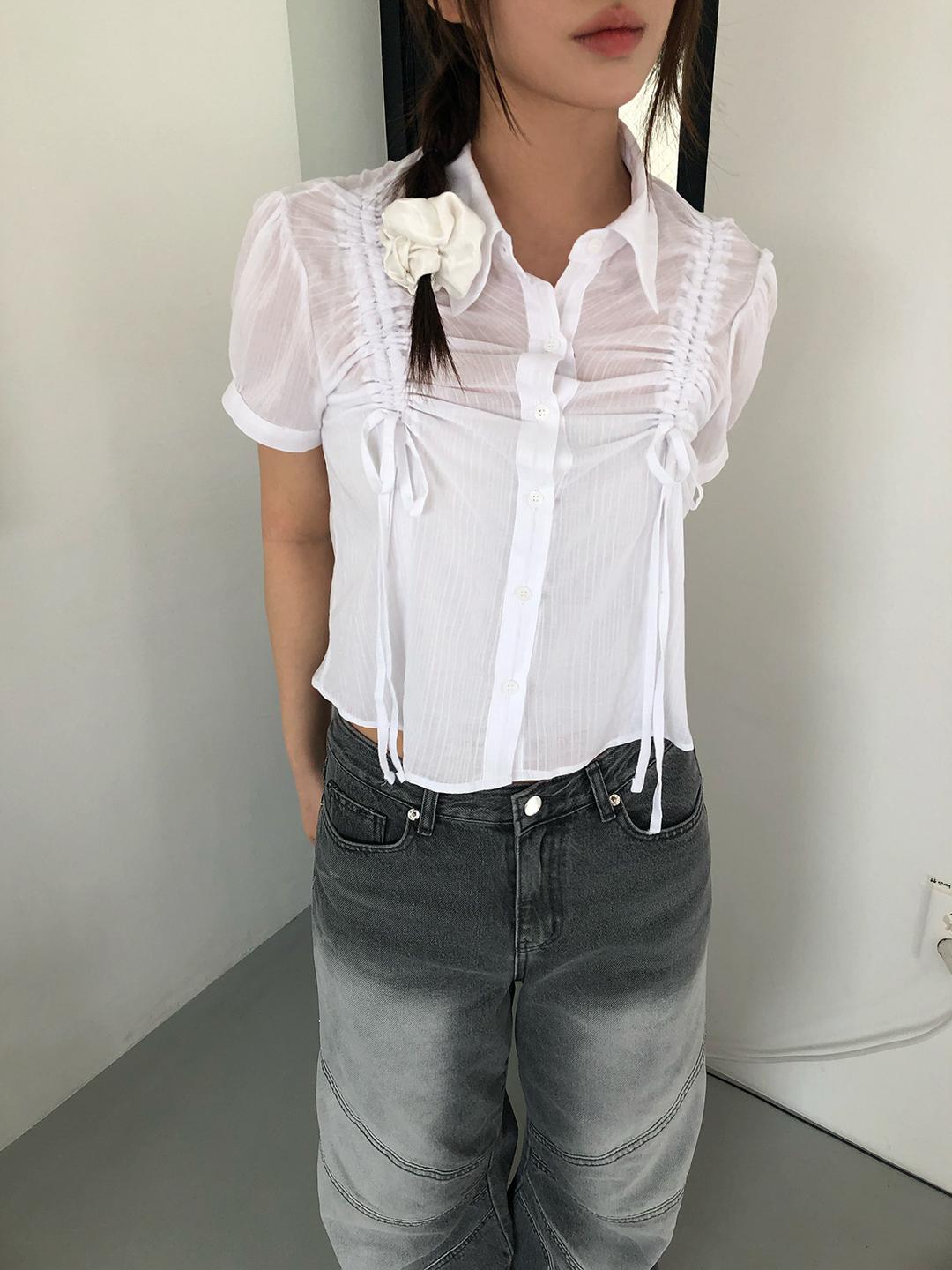 both ribbon blouse (4color)