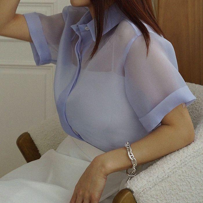 Siena Organza Half Shirts (Sky Blue)
