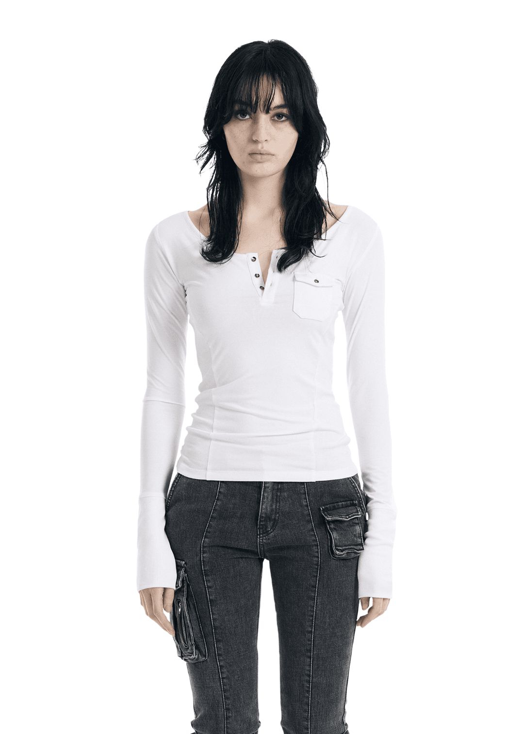 VINTAGE BUTTON POCKET TOP, IVORY