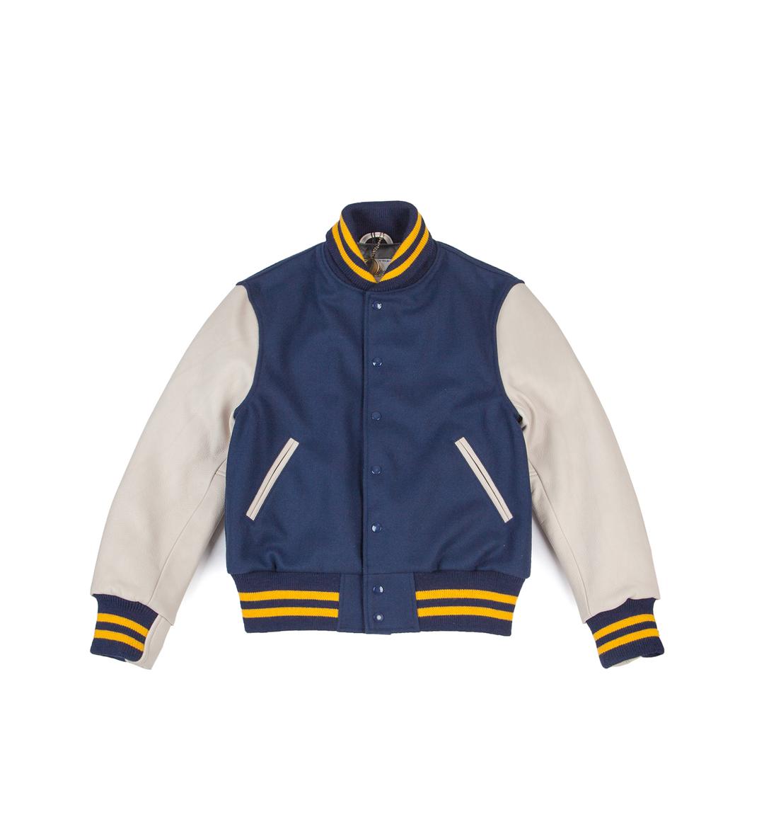 Contemporary Fit Varsity Shawl Collar Royal Blue/Stone