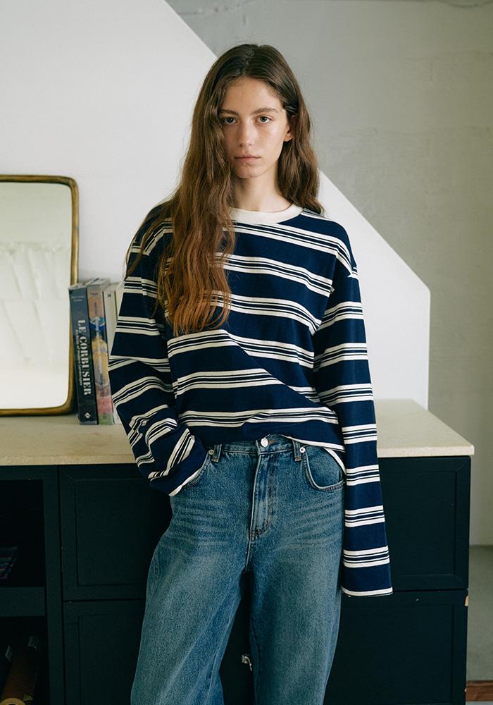 Stripe Logo T-Shirt_Navy