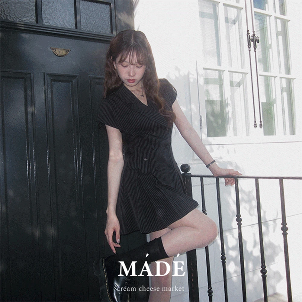 [사이즈업 추가!/굿퀄리티] 자체제작 #크치Made 첫눈에 반할 더블버튼 플리츠 셔츠 원피스 - ops (하객룩,데이트룩)