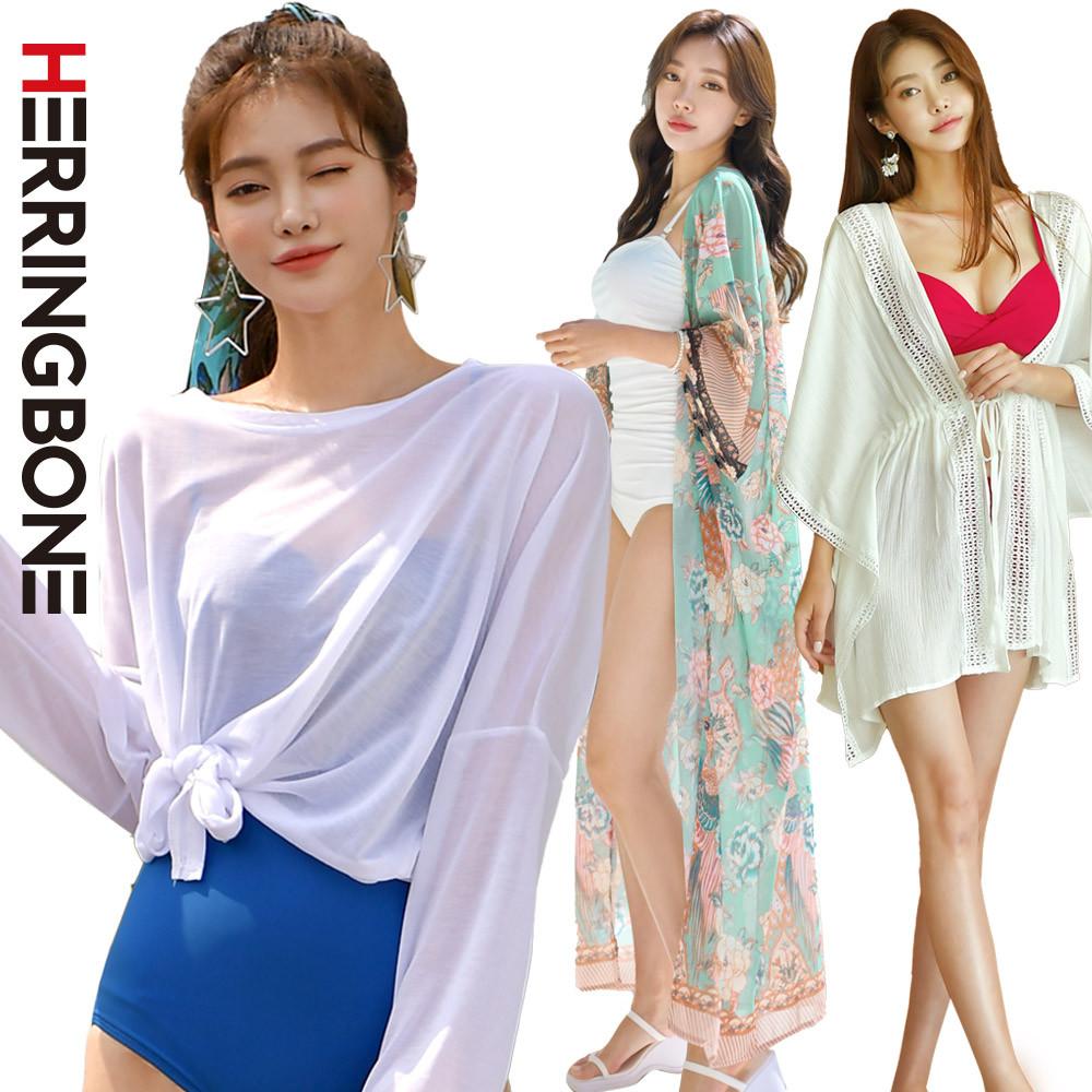 여성 스위트 비키니 수영복 시스루 커버업 비치웨어