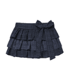 SOFTY LAYERED BOW SKIRT [NAVY CHECK]