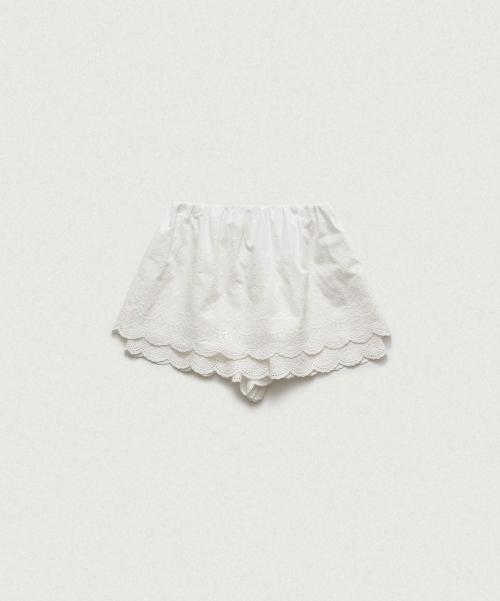 Belle Lace Scallop Skirt_White