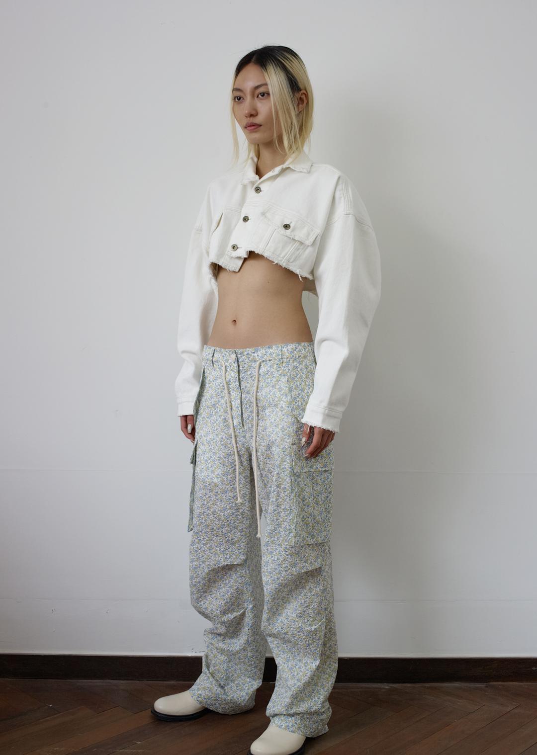 VINTAGE CROPPED DENIM JACKET WHITE