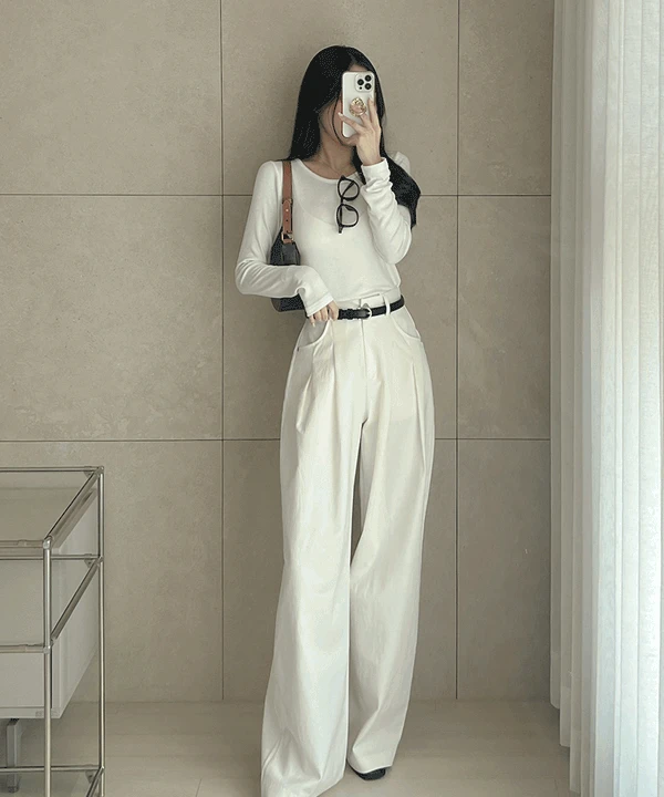 바스 핀턱 코튼팬츠pt (3color)