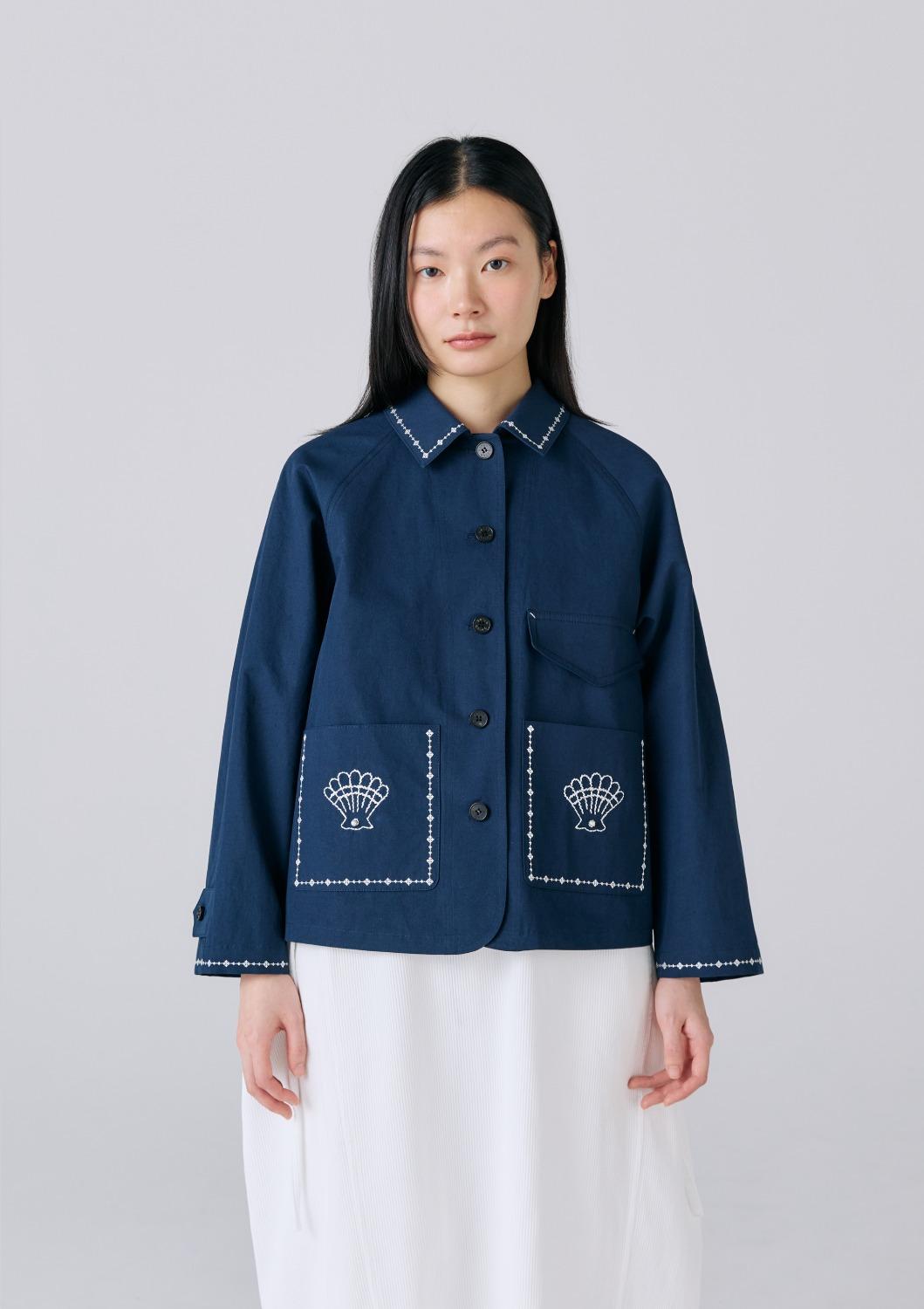 Mused Hand Emb Work Jacket - Navy