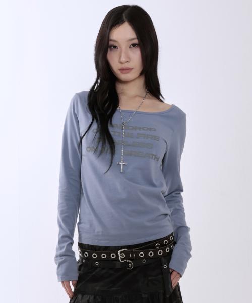 레터링 슬림 L/S 티 [블루]