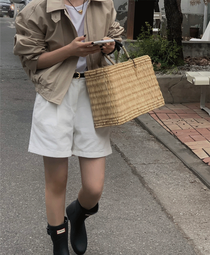 리아 무지 코튼 하프 팬츠(2color)