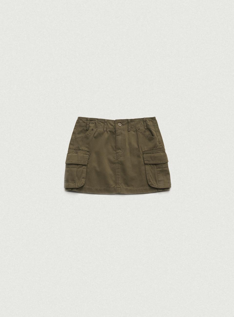 [3/10 14:00 KST OPEN] Khaki Heather Cargo Mini Skirt