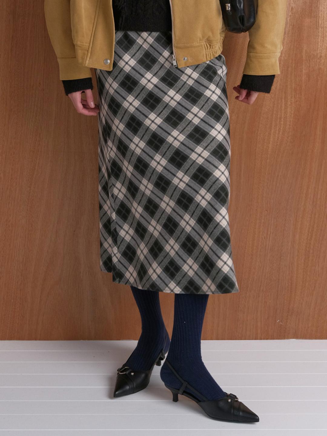 New Vintage Check Long Skirt VW5WS345_2color