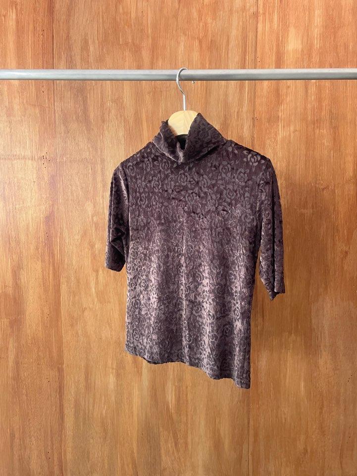 Brown velvet rose top