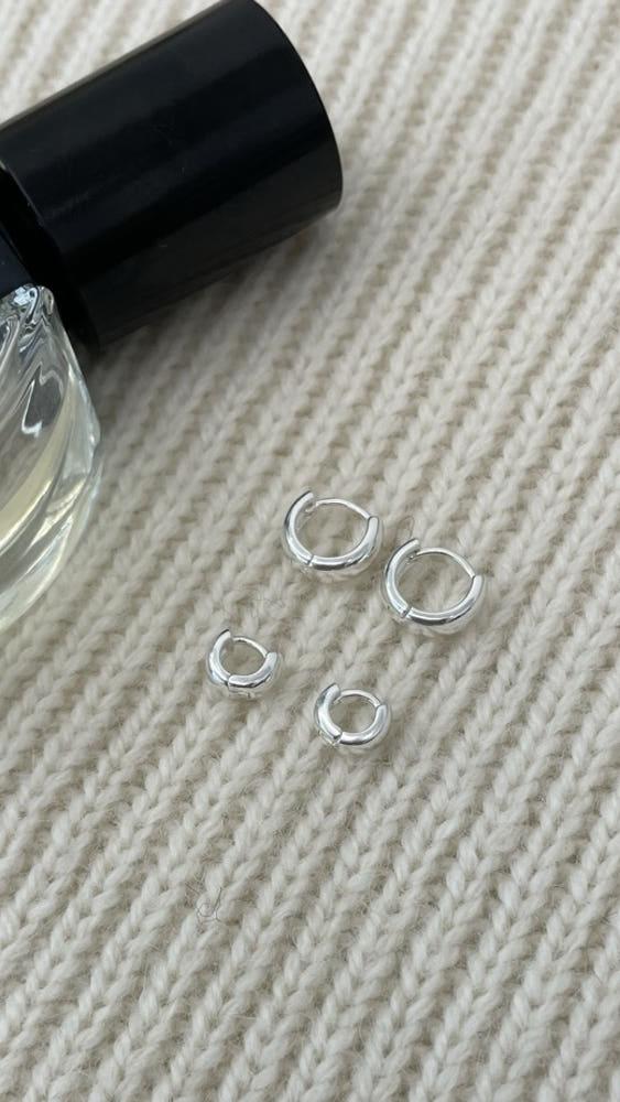 (당일/무료배송)925 실버 8mm 10mm 기본 볼드 라운드 원터치 데일리 은 귀걸이