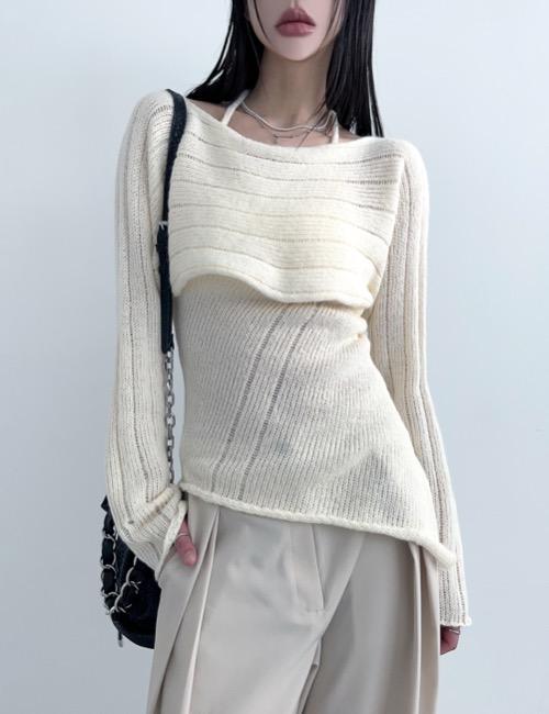 unbalance halter bollero knit set