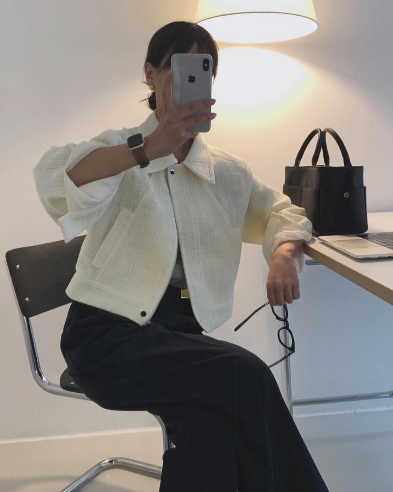 [단독/당일배송] 베인 카라 트위드 블루종 점퍼