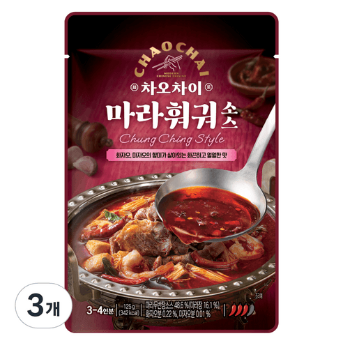 차오차이 마라 훠궈 소스, 125g, 3개 - 소스/드레싱/식초 | 쿠팡