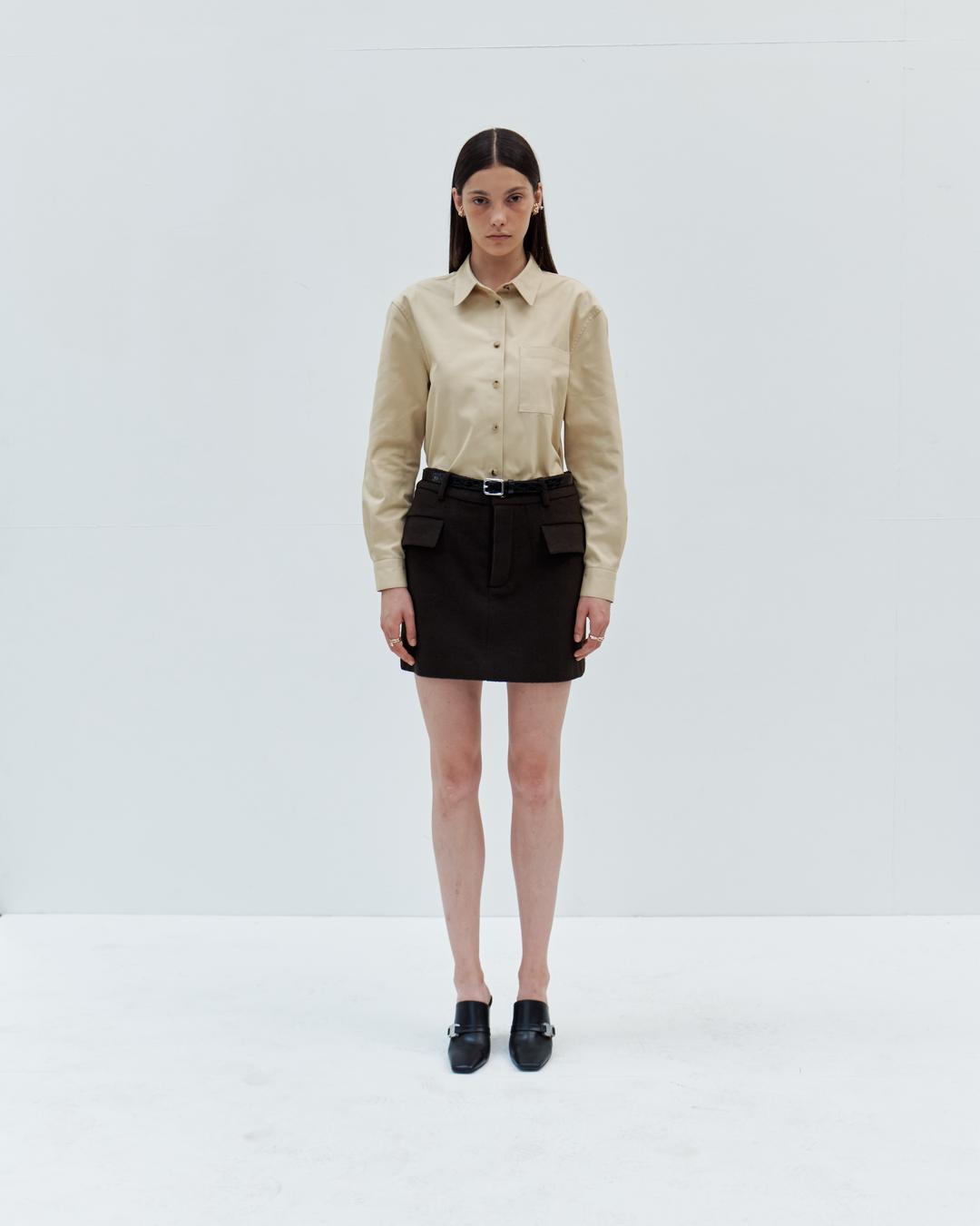 Brown wool miniskirt