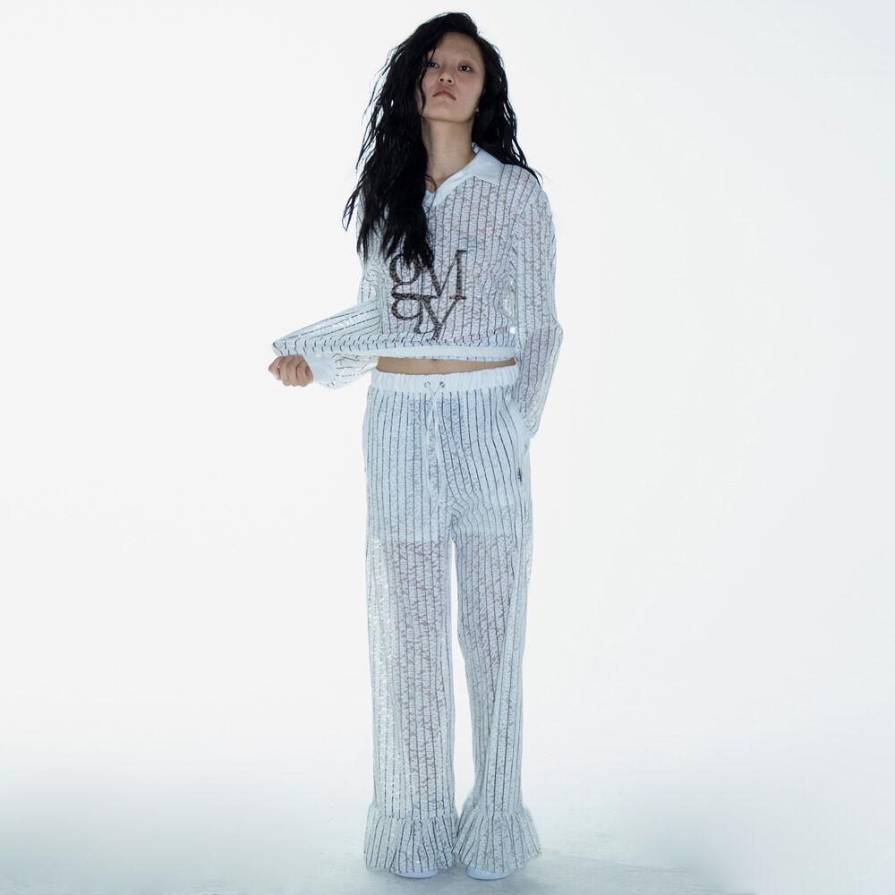 G_LACE STRIPE FRILL PANTS / WHITE
