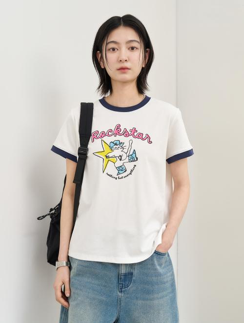 락스타 레귤러 링거 티셔츠 [WHITE] / WBE2L01534