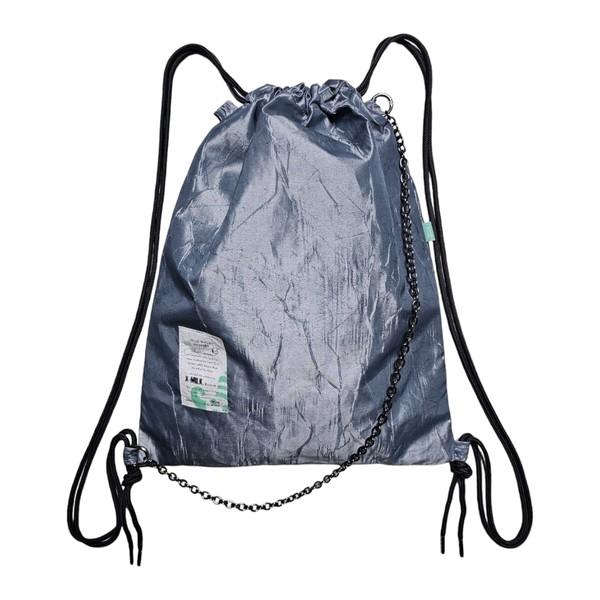 Crack Shirring Glossy Chain Gym Sack / Shine Blue