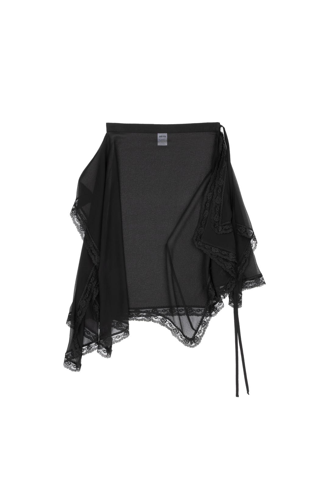 [5/30예약배송]UNBALANCED LACE WRAP SKIRT, BLACK