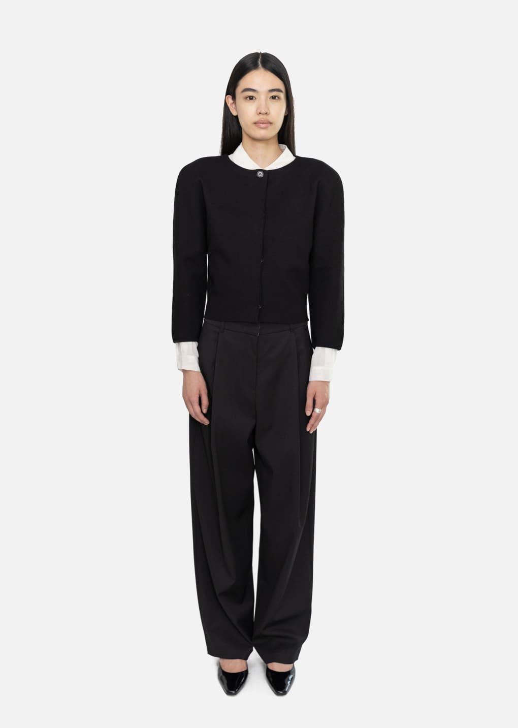 Wide Tuck Pants, Black
