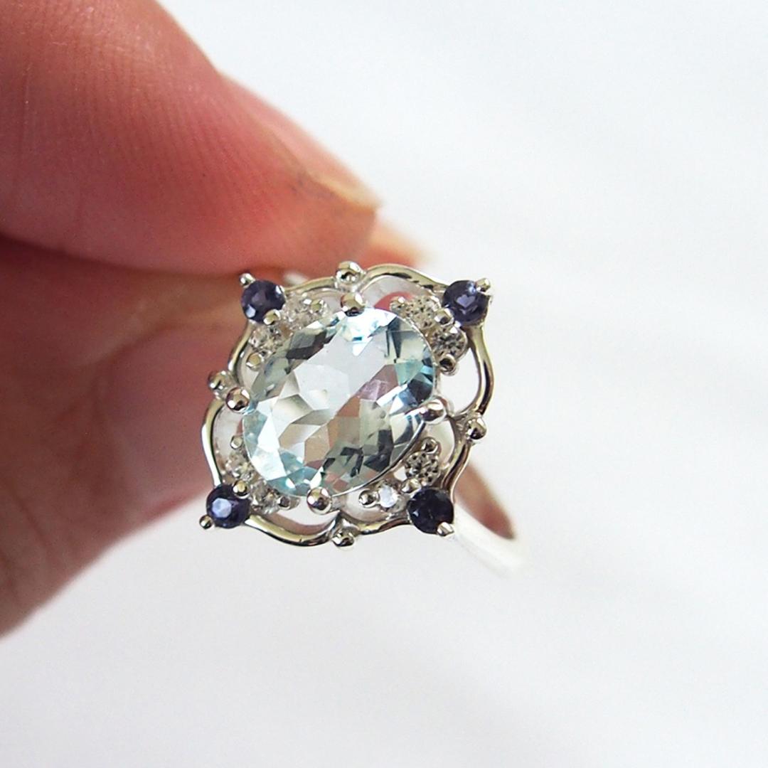 아쿠아마린 애퍼타이트 원석 부케 반지 자체제작