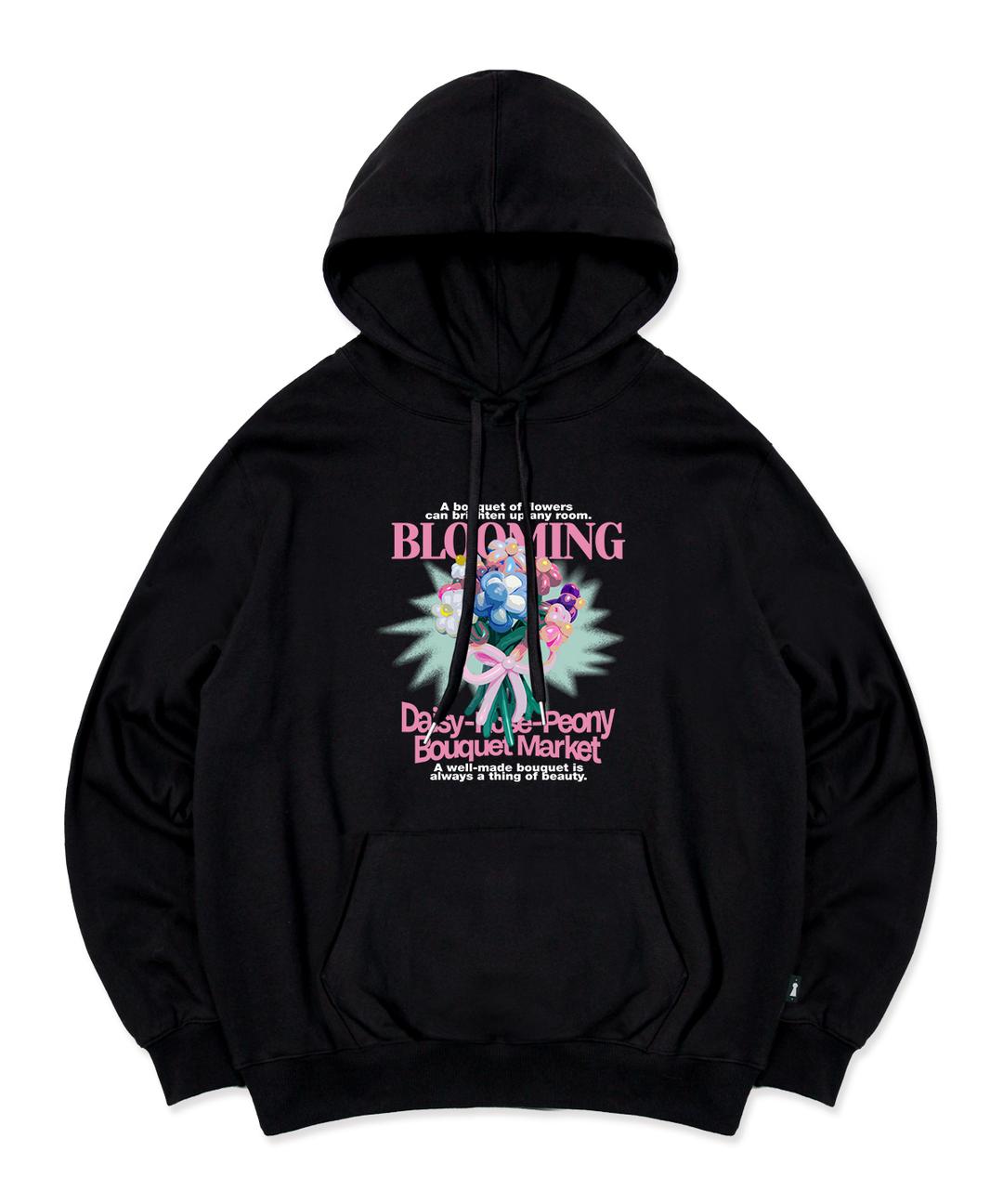 핑크 부케 후드티 블랙