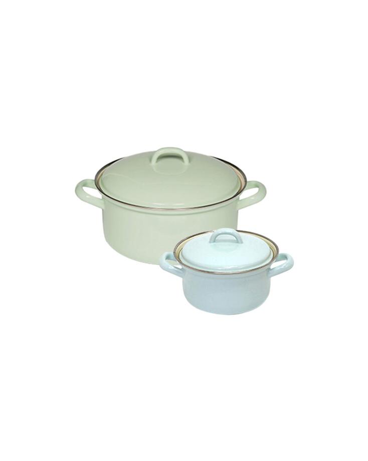 리스 번트 법랑 양수냄비 2종세트(14,22cm)