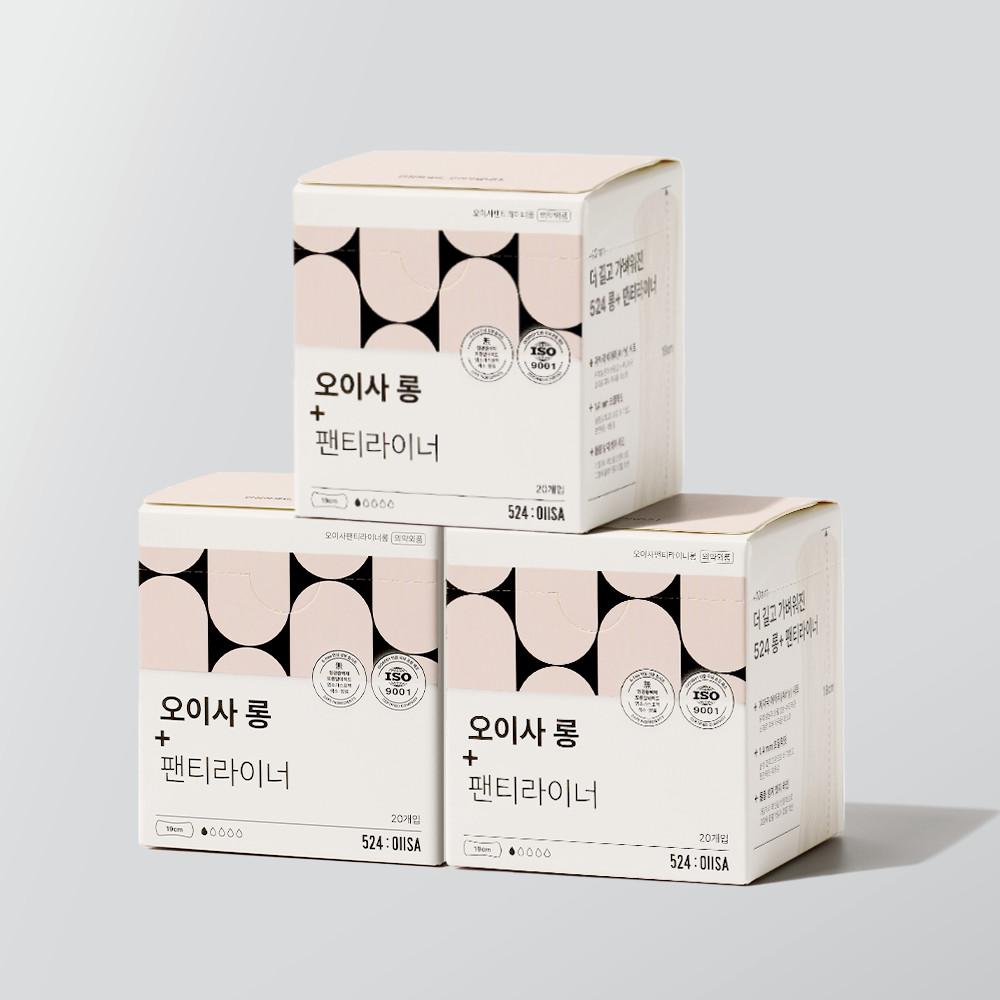 [3팩] 오이사 팬티라이너 19cm 슈퍼롱 초슬림 가성비 에어리핏 20p
