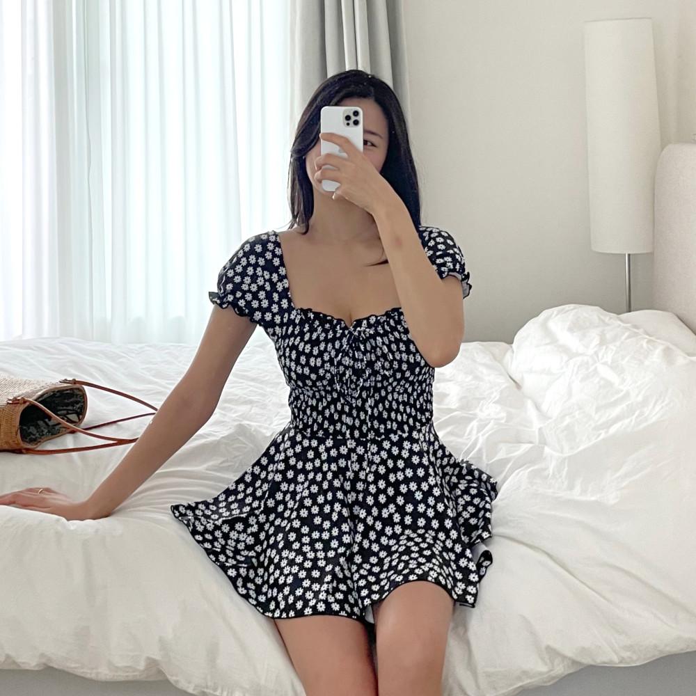 [NEW 7%] 잔 플로랄 A라인 체형커버 원피스 모노키니