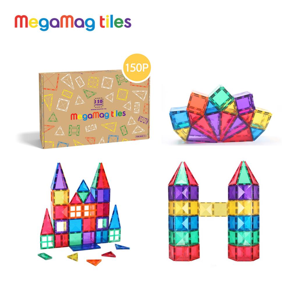 메가맥타일즈 레인보우 컬렉션 세트 150p 유아 자석타일 블럭 어린이 장난감