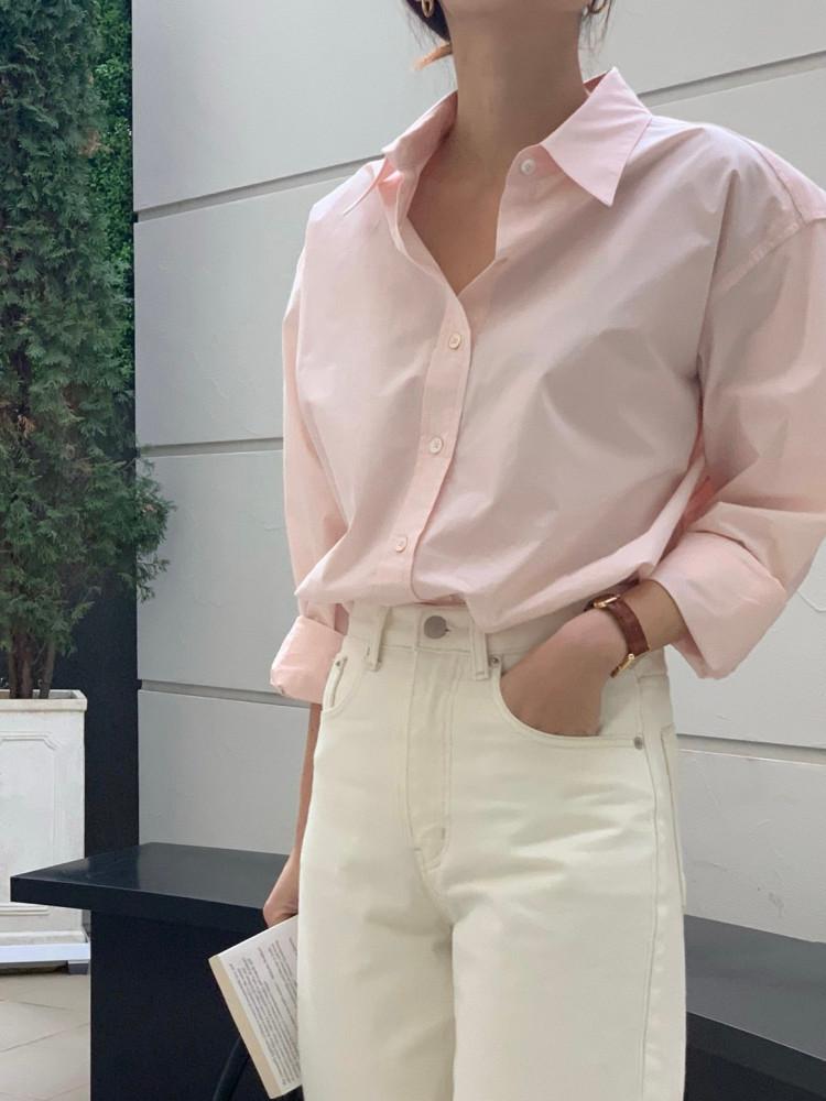 오브젝트 앤더 코튼 셔츠 코튼 긴팔 카라 데일리 sh (4col)