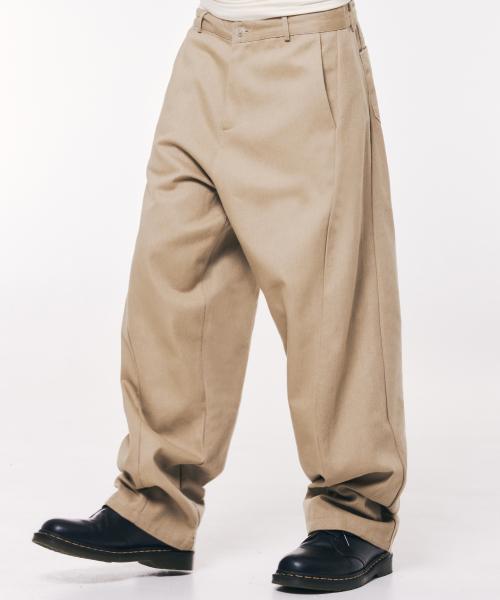 커브드 와이드 코튼 데님팬츠 [베이지]