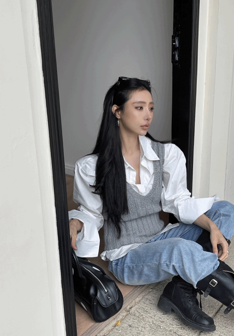 데일리 셔츠 레이어드 니트 세트(9165)