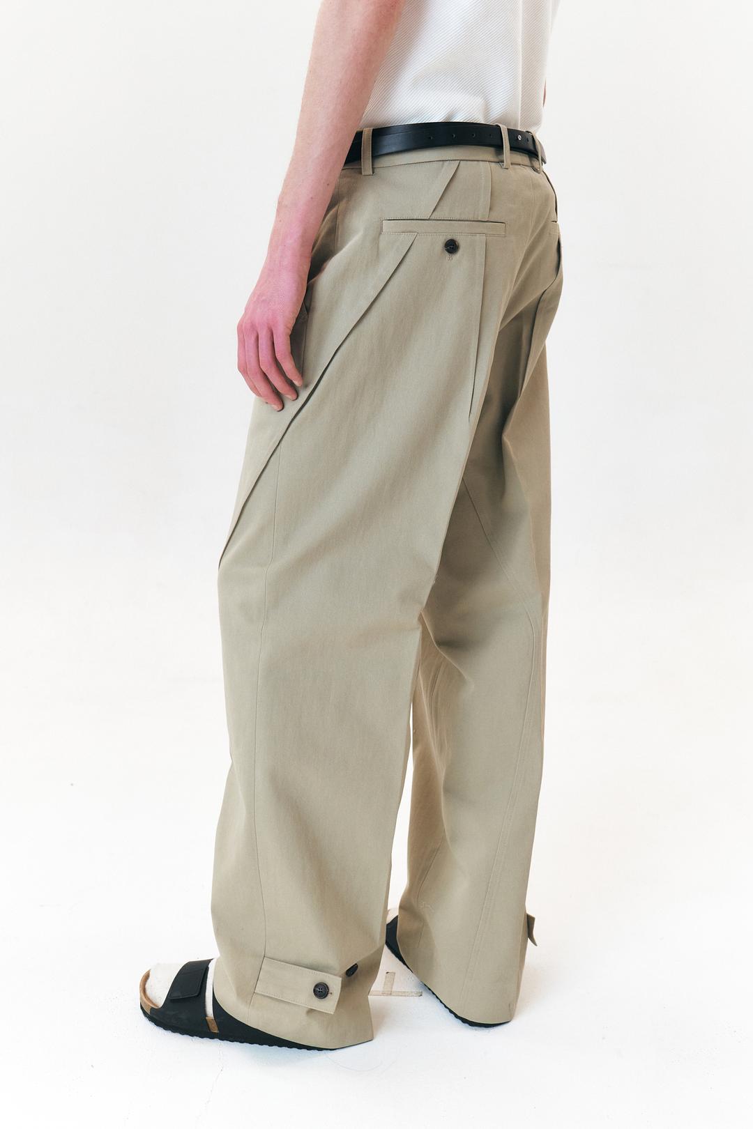DARTED WIDE TROUSERS - TAUPE BEIGE