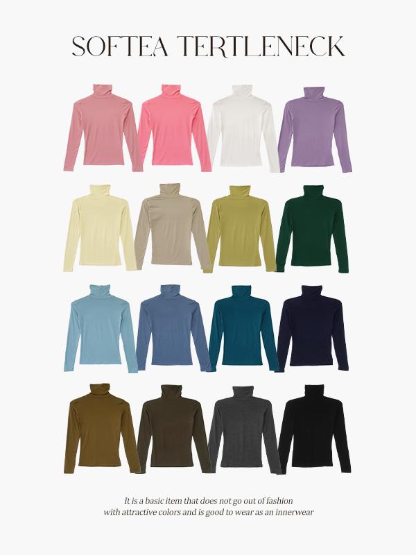 프렌치오브 [10만장돌파]소프티 목폴라 레이어드 티셔츠 (21color)