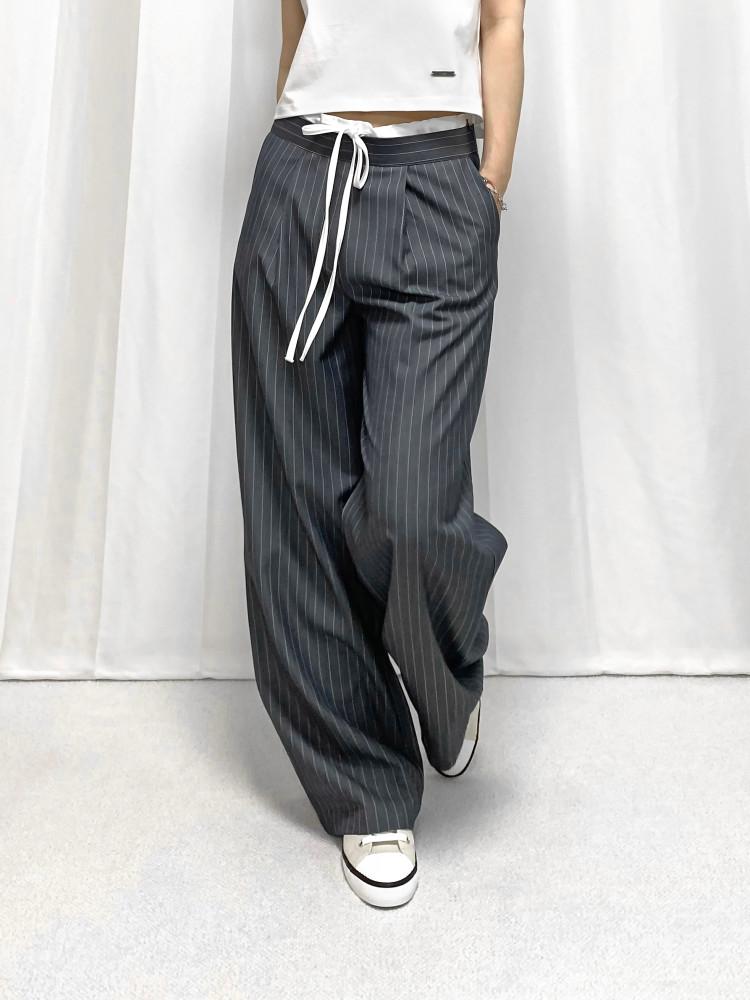 더블 스트라이프 와이드 슬랙스 (2color)