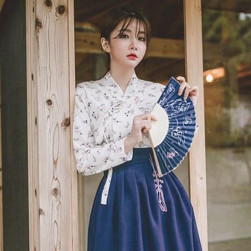 나혼자산다 김세O님 착용) 생활한복세트 보라빈 저고리 + 차미 허리치마 벚꽃여행ver.