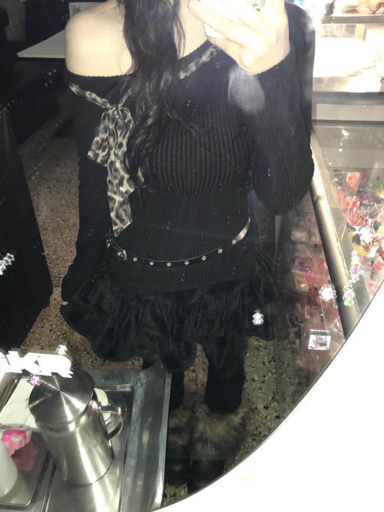 마린 스카프 리본 골지 오프 티(2color)