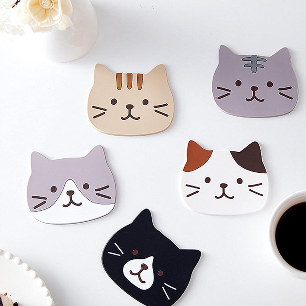 고양이 실리콘 티코스터 컵받침 5종