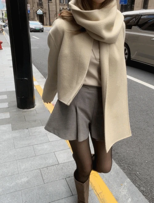 머플러 울 자켓